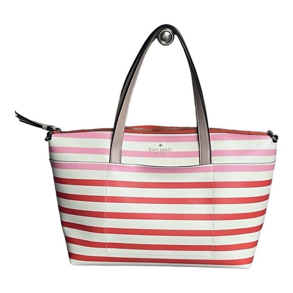 kate spade Handbags - AUTHENTIC KATE SPADE ♠️ NEW YORK PATRICE TROPICAL STRIPE pink & orange tote bag